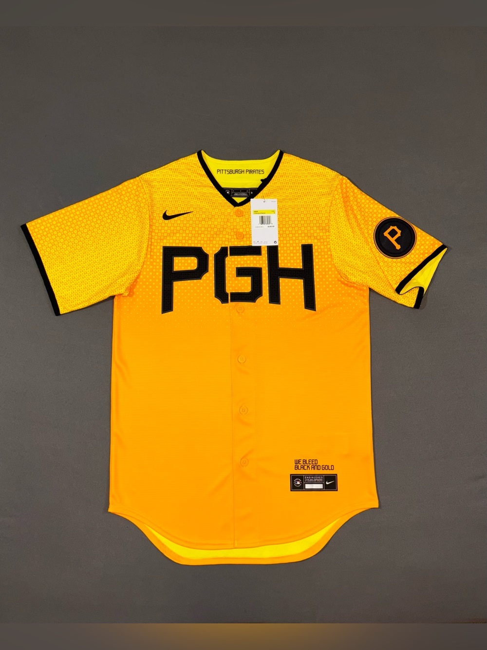 Men’s Nike Pittsburgh Pirates City Connect MLB Jersey Gold Size SMALL